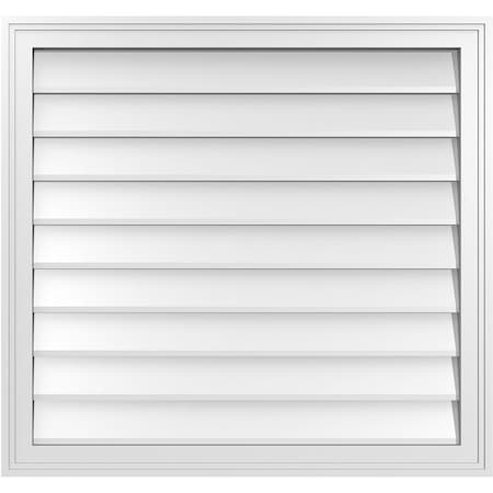 Ekena Millwork Vertical Surface Mount PVC Gable Vnt: Non-Functional, w/2"W x 1-1/2"H, Brickmould Frame, 32"W x 30"H GVPVE32X3002SN